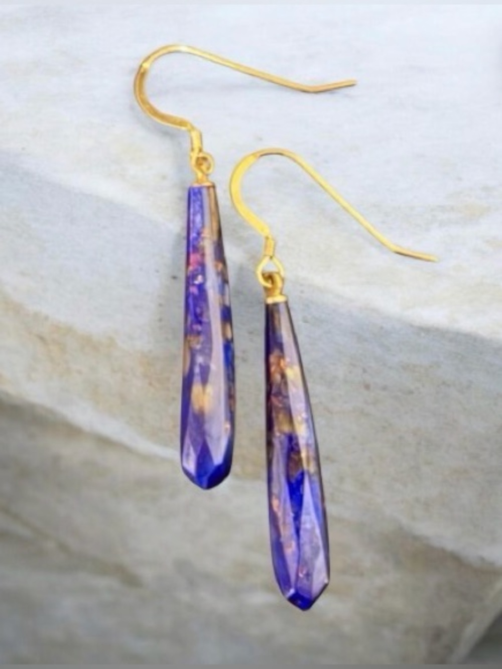 Vintage Czech Glass Earrings, Cobalt Blue.